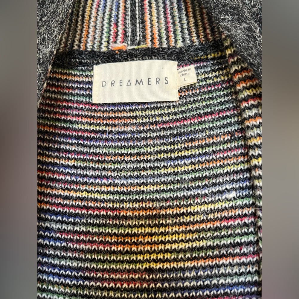 Dreamers Charcoal Multicolor Patterned Cardigan - Picture 3 of 5
